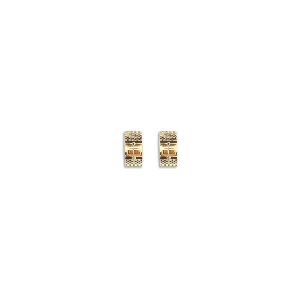 Jil Sander Gold Brass Earrings with geometric texture, silver tone, minimalist design, hook-and-eye closure, AW25 fashion accessory.