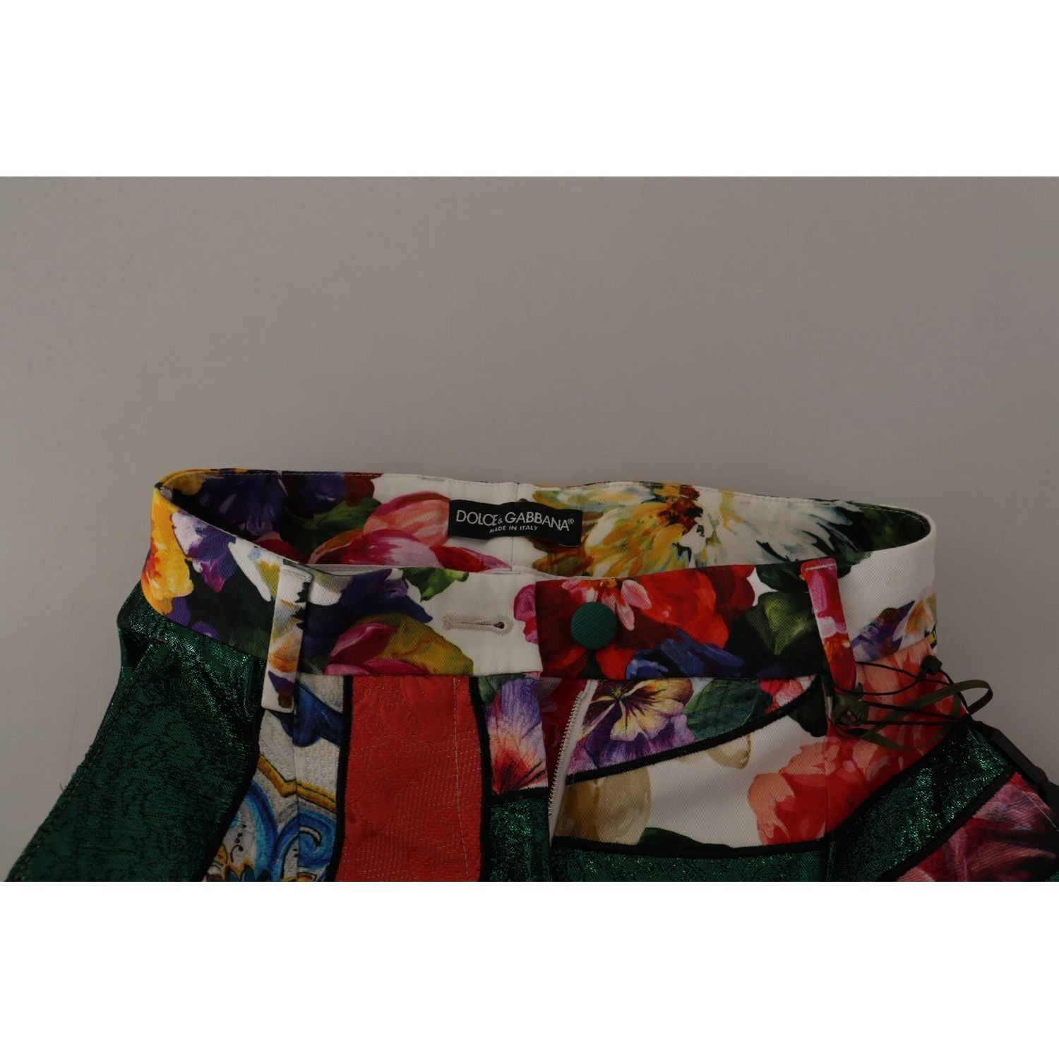 Dolce & Gabbana Multicolor Patchwork Jacquard High Waist Pants