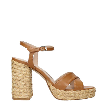 Stuart Weitzman Brown Leather Platform Sandals