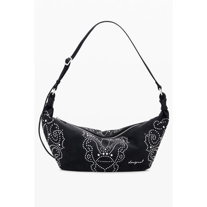 Desigual Black Polyethylene Women Handbag with edgy stud embellishments and adjustable strap