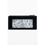 Desigual Black Polyethylene Women Wallet featuring snake patch design with zip closure for stylish functionality.