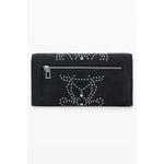 Desigual Black Polyethylene Women Wallet with studs and zip closure showcasing sophisticated design and functionality.