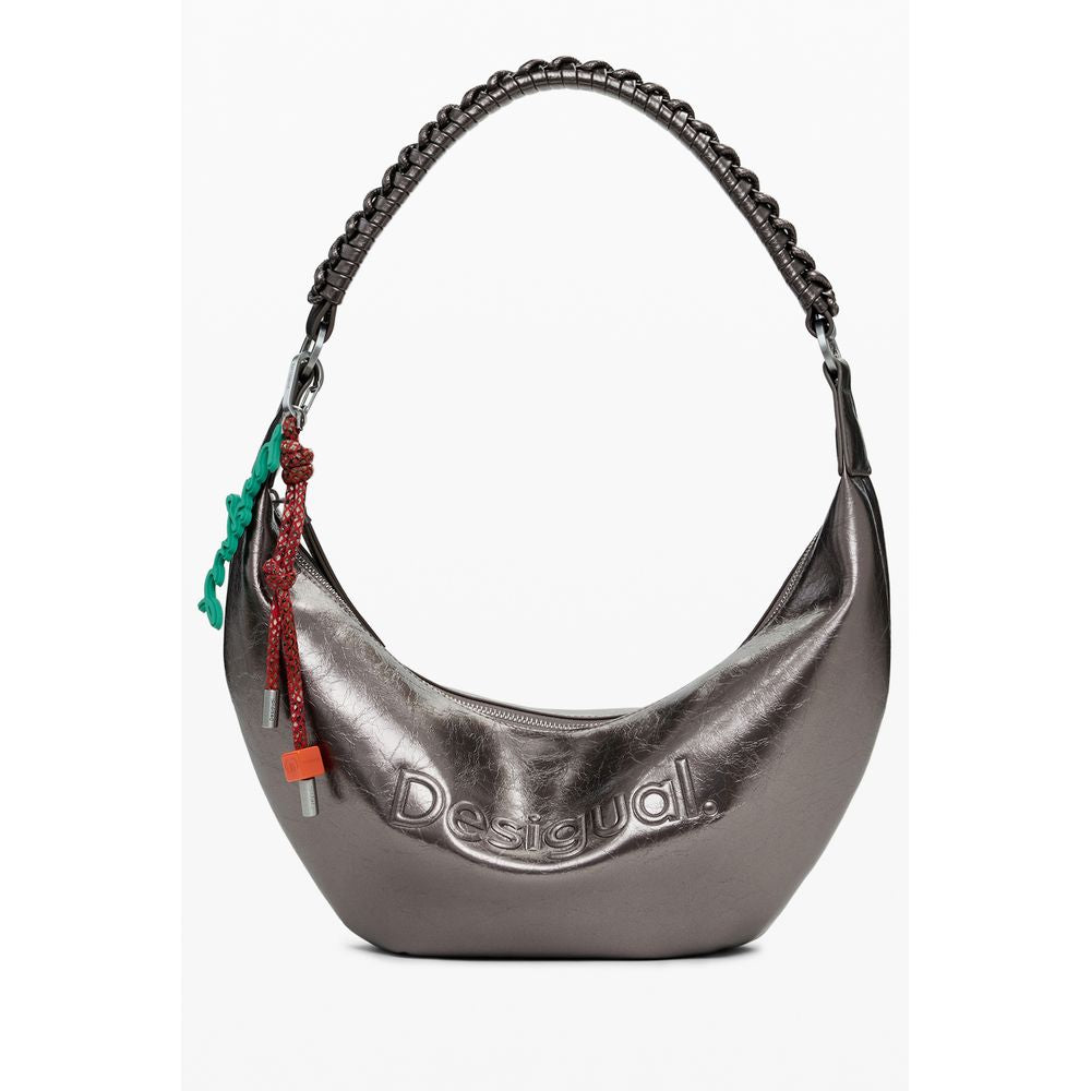Desigual Bronze Polyethylene Women Handbag with relief print and removable shoulder handle