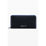 Desigual Black Polyethylene Women Wallet with logo, sleek design, multiple compartments, and zip closure.