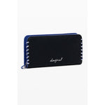 Desigual Black Polyethylene Women Wallet with zip closure and logo, featuring compartments and coin purses, stylish and functional design.