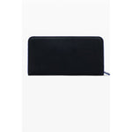Desigual Black Polyethylene Women Wallet with zip closure, sleek design, and multiple compartments viewed from the front.