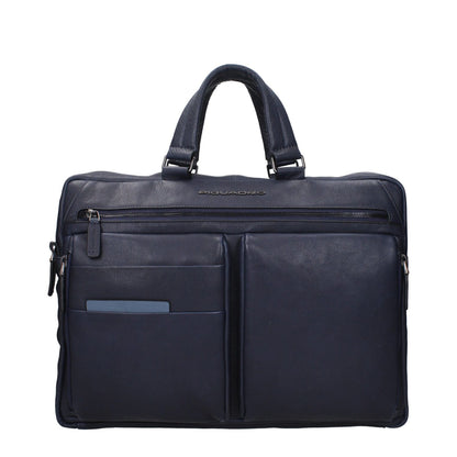 Piquadro Blue Leather Business And Laptop Bag