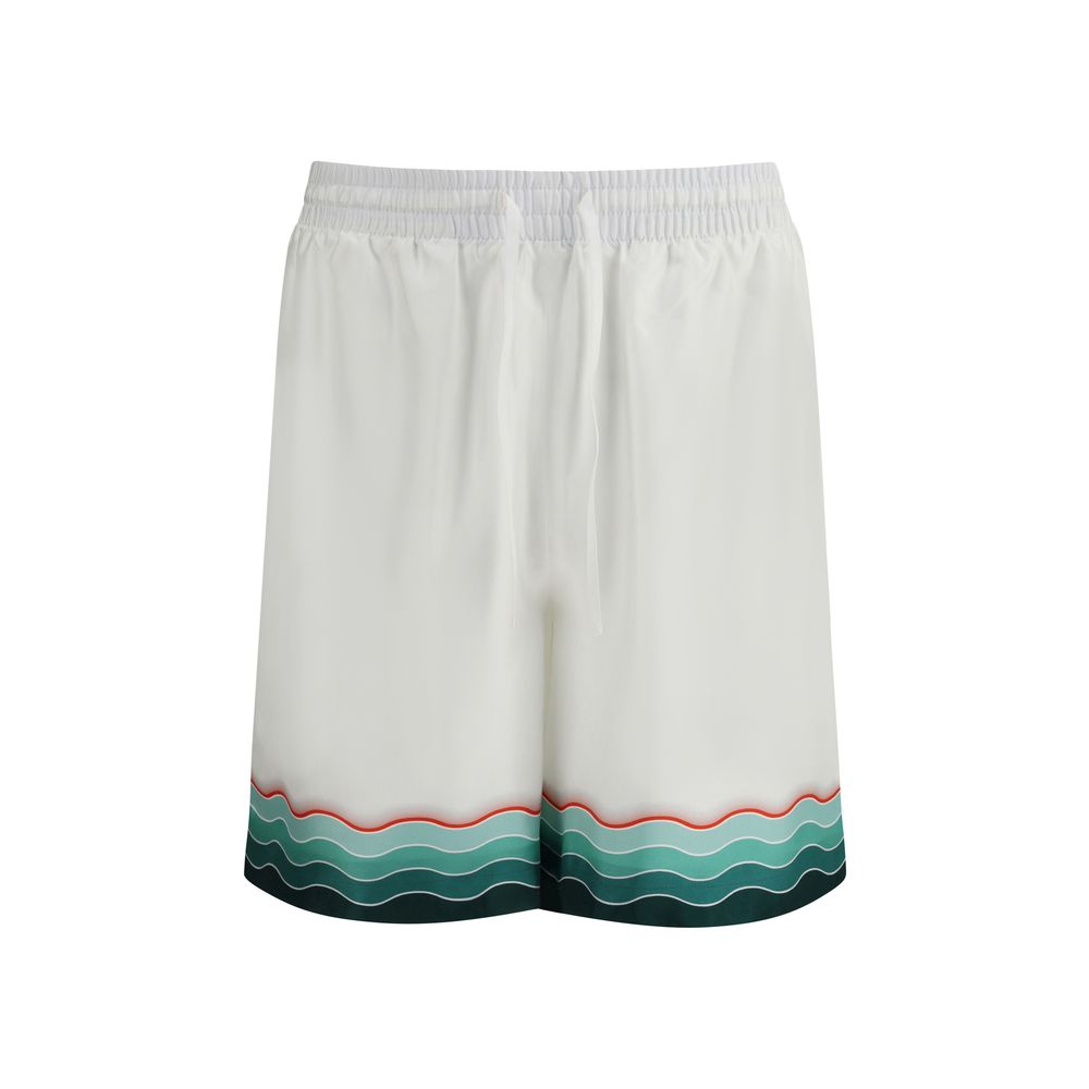 Casablanca White Silk Bermuda Shorts
