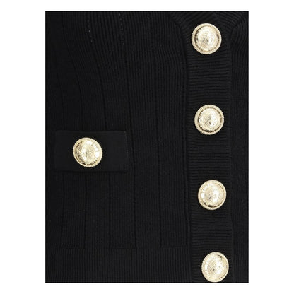 Balmain Black Viscose Cardigan Balmain