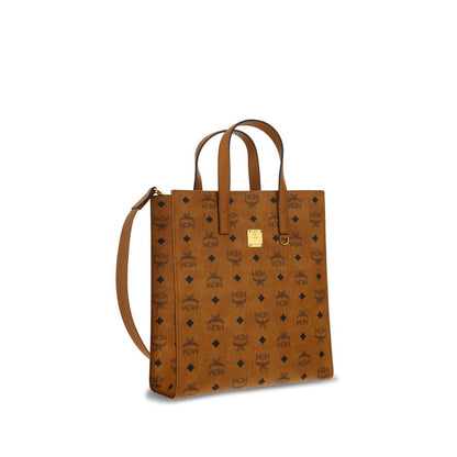 MCM Brown Polyethylene Shoulder Bag with iconic brand monogram pattern and adjustable strap, AW25 collection.