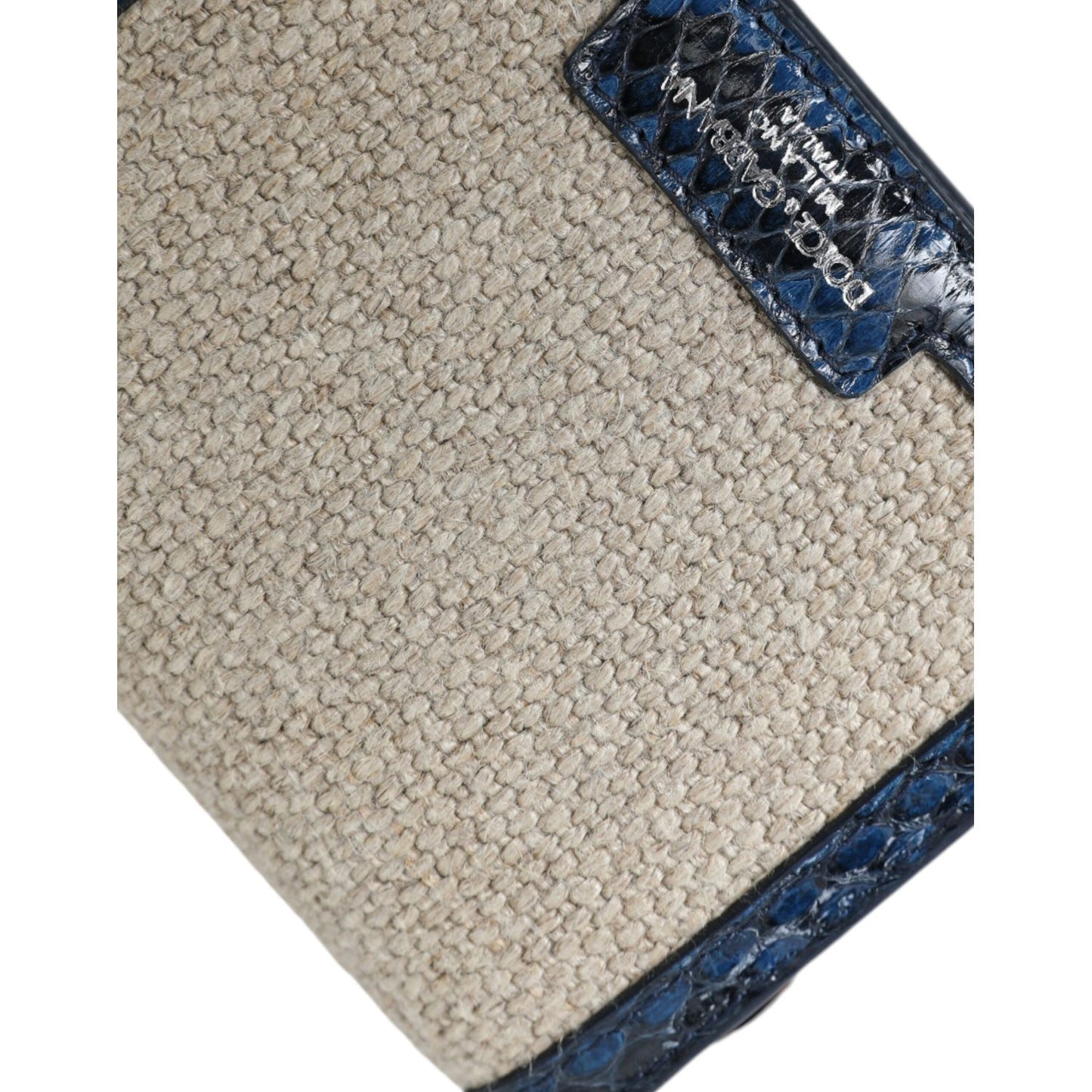 Dolce & Gabbana Beige Raffia Blue Leather Trim Mini Shoulder Purse Crossbody Bag