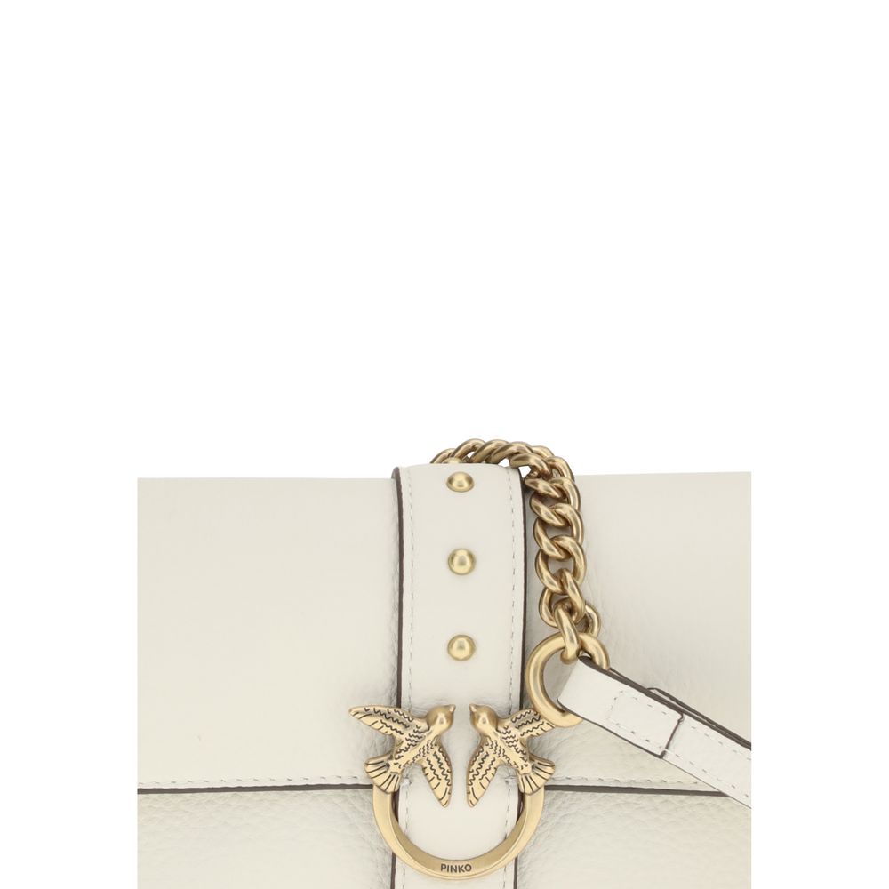 PINKO White Calf Leather Bos Taurus Shoulder Bag