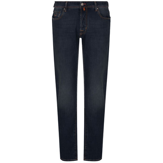 Jacob Cohen Blue Cotton Men Jeans with Orange Stitching