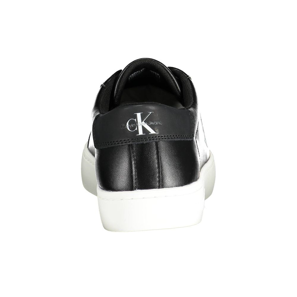 Calvin Klein Black Polyester Sneaker with logo, contrasting details, and recycled material back view.