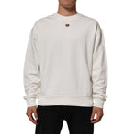 Dolce & Gabbana White DG Logo Crew Neck Sweatshirt Sweater with logo plaque, ribbed hem and cuffs, perfect for stylish casual wear.