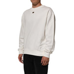 Dolce & Gabbana White DG Logo Crew Neck Sweatshirt Sweater, featuring signature logo plaque and ribbed cuffs, perfect for casual wear.