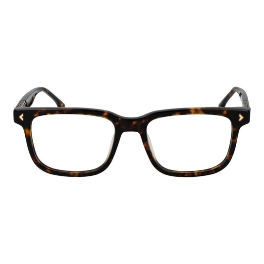 Lozza Brown Men Glasses Frame in cellulose acetate, full-rim style with demo plastic lenses, rectangle shape, size 54-18-145.