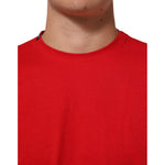 Dolce & Gabbana Red Goodluck 2023 Cotton Crew Neck T-shirt close-up of fabric and neckline.