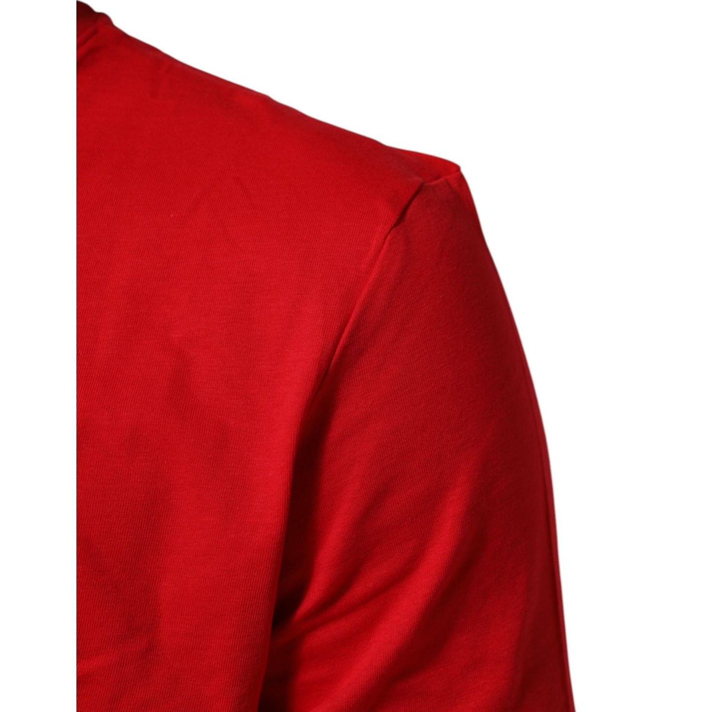 Dolce & Gabbana Red Goodluck 2023 Cotton Crew Neck T-shirt close-up showing premium cotton fabric