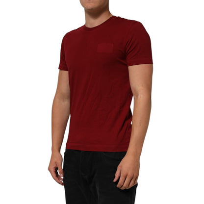 Dolce & Gabbana Maroon Logo Crew Neck Short Sleeve T-shirt