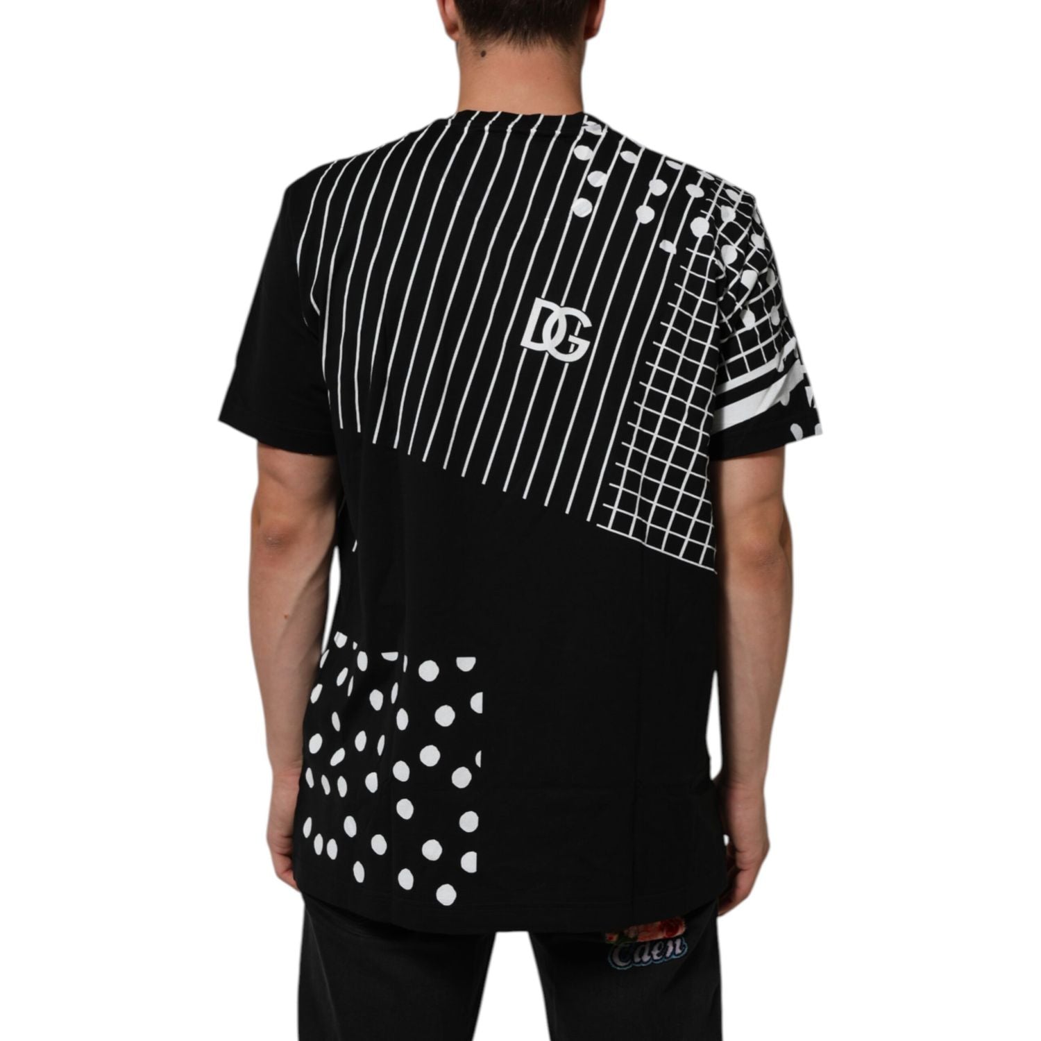 Dolce & Gabbana Black Cotton Polka Dots Round Neck T-shirt