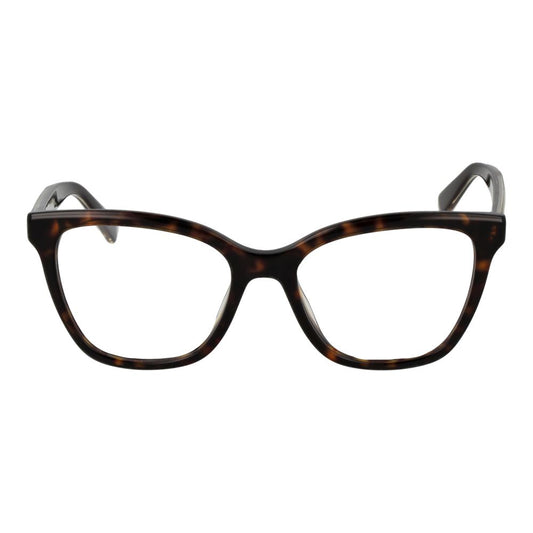 Longchamp Brown Women Glasses Frame, acetate full-rim cat eye style, 53-18-140 size, demo lenses, spring hinge, includes branded case.