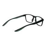 Nike Gray Unisex Glasses Frame, stainless steel full-rim black frame, plastic demo lenses, square style, temples length 140, size 53-18-140.