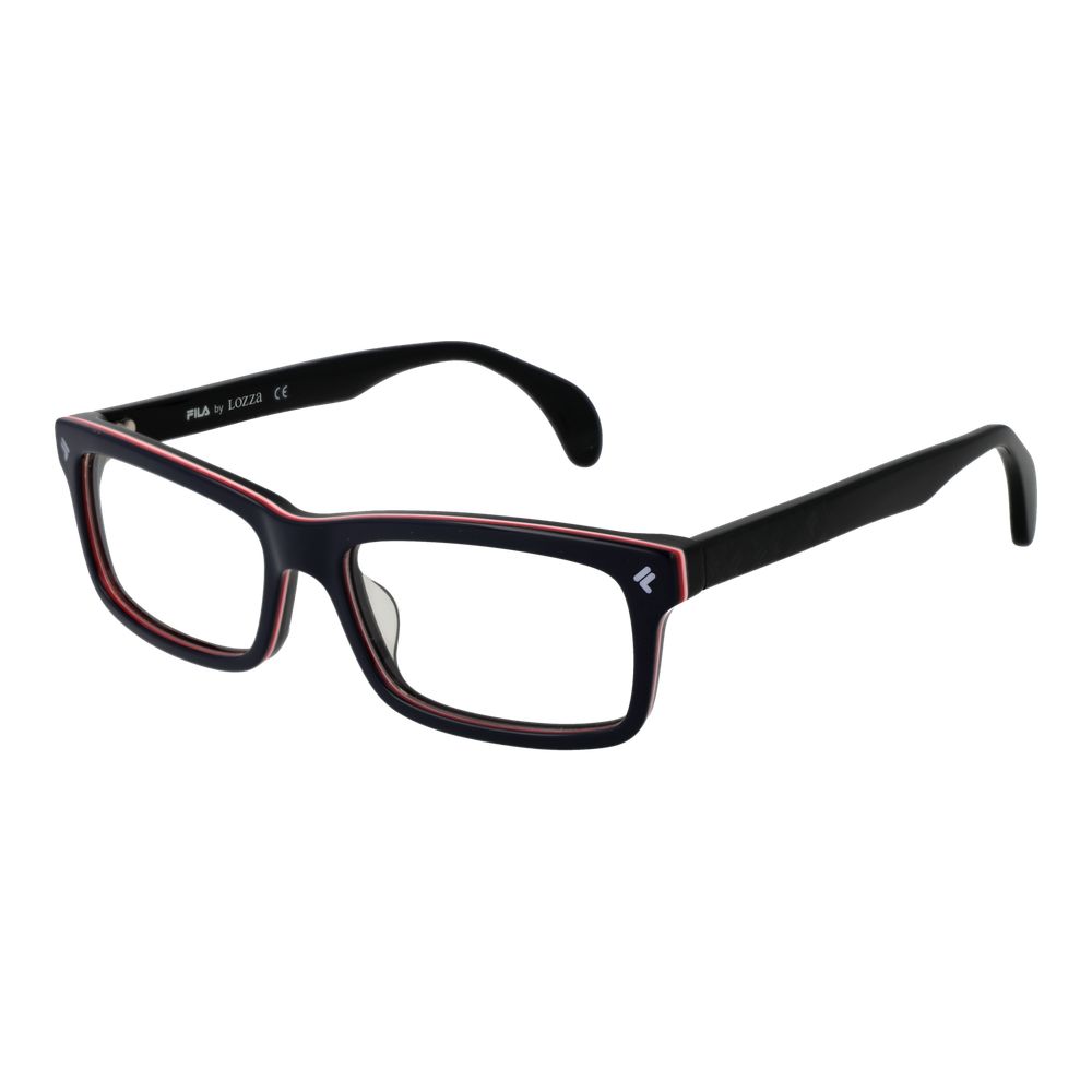 Lozza Blue Men Glasses Frame in cellulose acetate with full-rim style, rectangle shape, demo lenses, and blue color, size 55-16-145.