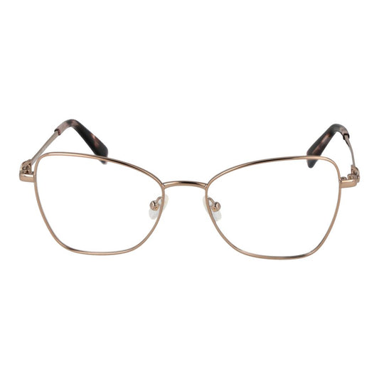 Longchamp Gold Women Glasses Frame, full-rim butterfly style, metal frame, gold color, size 52-17-140, demo lenses.
