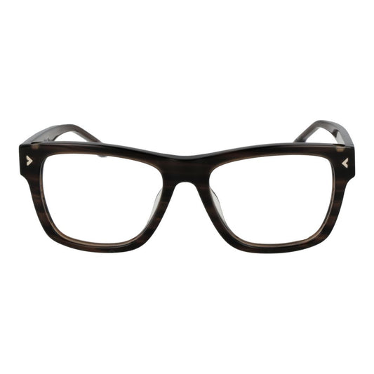 Lozza Brown Men Glasses Frame - full-rim cellulose acetate with demo lenses, rectangular style, size 53-18-145, no spring hinge.