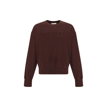 Alexander McQueen Brown Cotton Sweatshirt with tonal logo on chest, crewneck design, made of 100% cotton for a polished casual look.