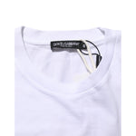 Dolce & Gabbana White Graphic Print Cotton Crew Neck T-shirt with tag details