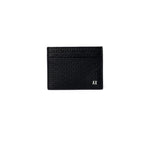 Armani Exchange Black Leather Wallet with embossed AX logo, made from 100% bovine leather, showing refined and modern texture.