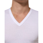 Dolce & Gabbana White Cotton V-Neck Short Sleeves T-shirt with classic design for casual wear
