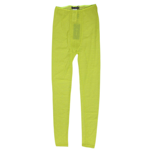 Dolce & Gabbana Neon Green Nylon Logo Lace Leggings Pants Underwear, luxury lingerie with iconic branding, sleek silhouette.