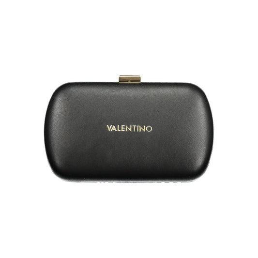 Mario Valentino Black Polyethylene Handbag with removable chain strap and snap closure logo.