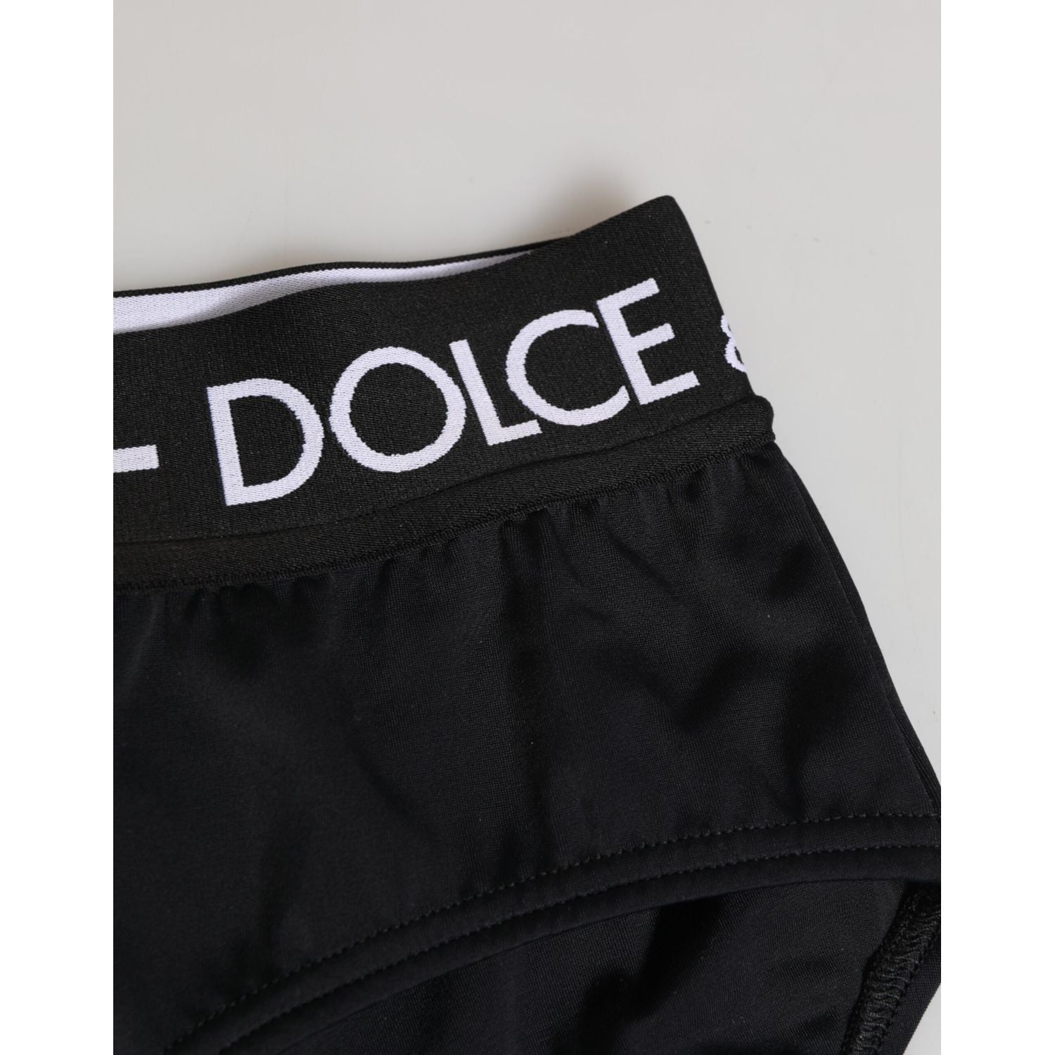 Dolce & Gabbana Black Nylon Logo Waistband Shorts Underwear