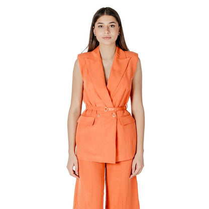 Liu Jo Orange Lyocell Waistcoat 1728,71956299936,Clothing,IT40 | XS,Liu Jo,New with tags,Orange,Suits & Blazers - Clothing,Waistcoats - Suits & Blazers - Clothing,Women