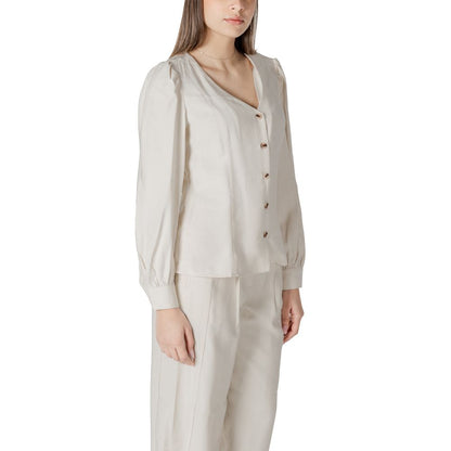 Vila Clothes Beige Viscose Top