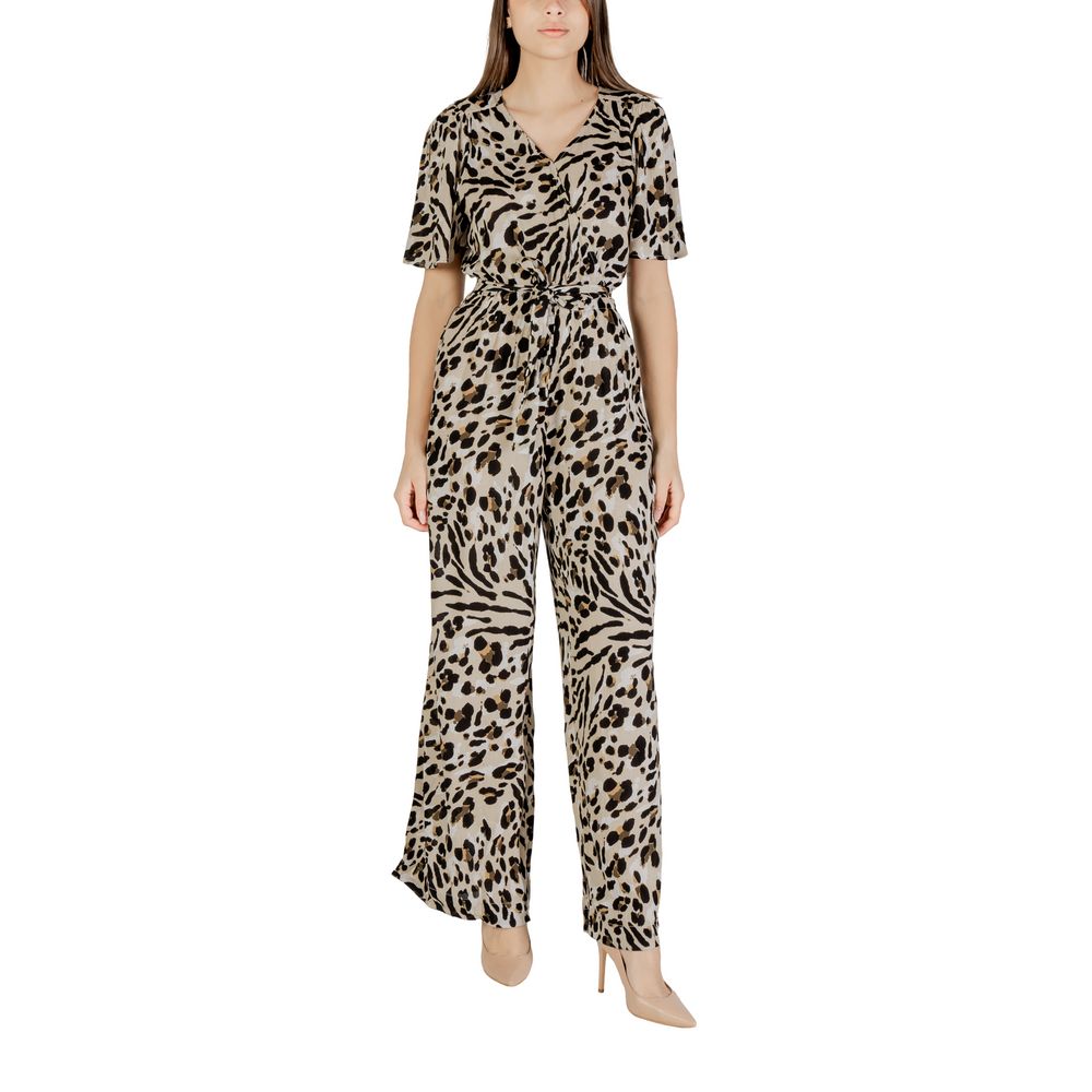 ICHI Beige Viscose Jumpsuit