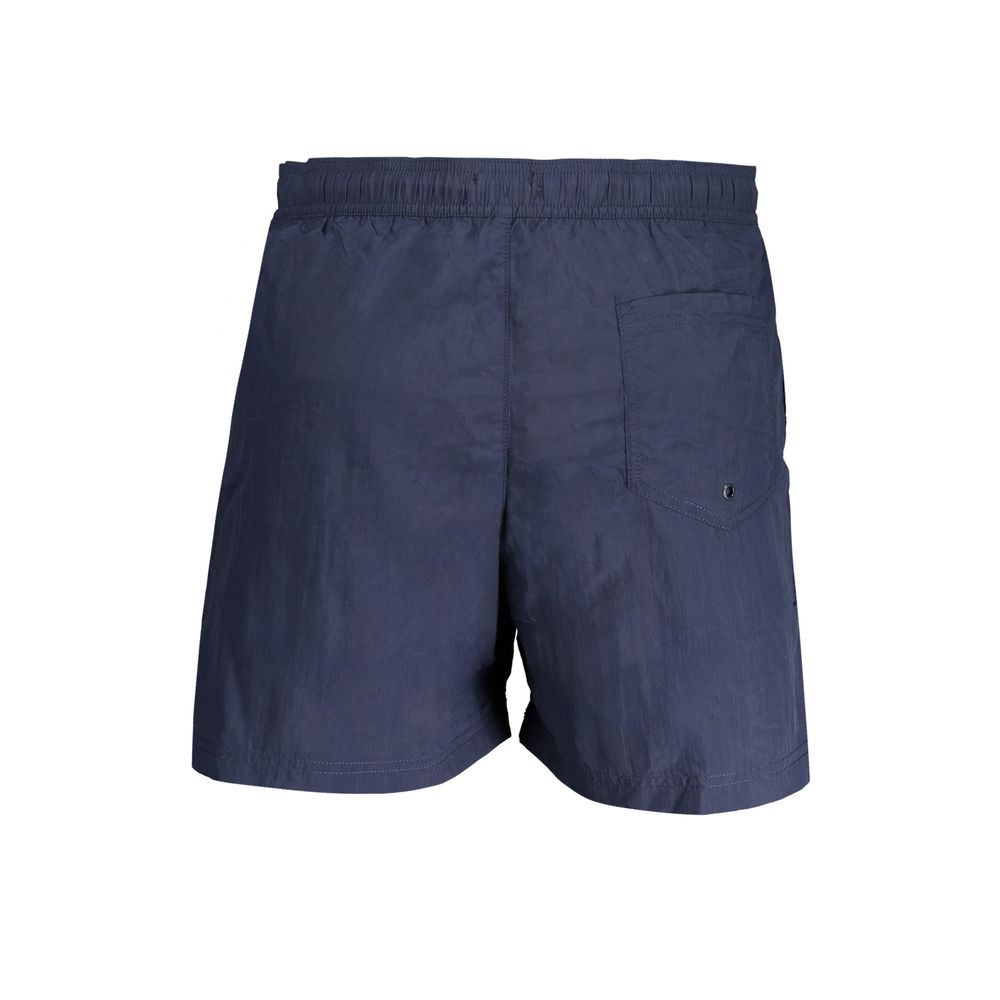 Tommy Hilfiger Blue Nylon Swimwear featuring recycled material, slim fit, elastic waist with lace, and multiple pockets