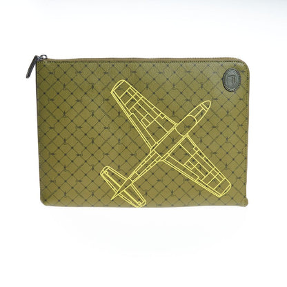 Trussardi Green Leather Clutch Bag