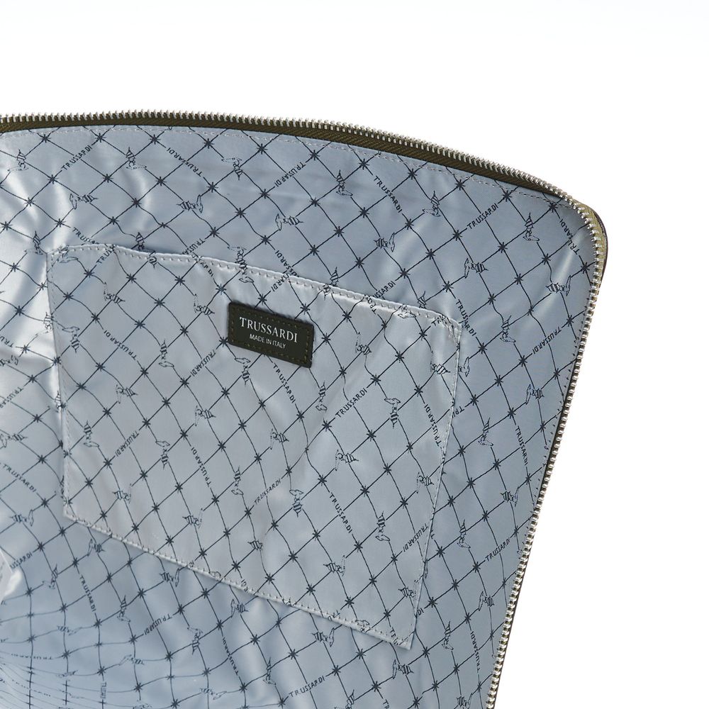 Trussardi Green Leather Clutch Bag