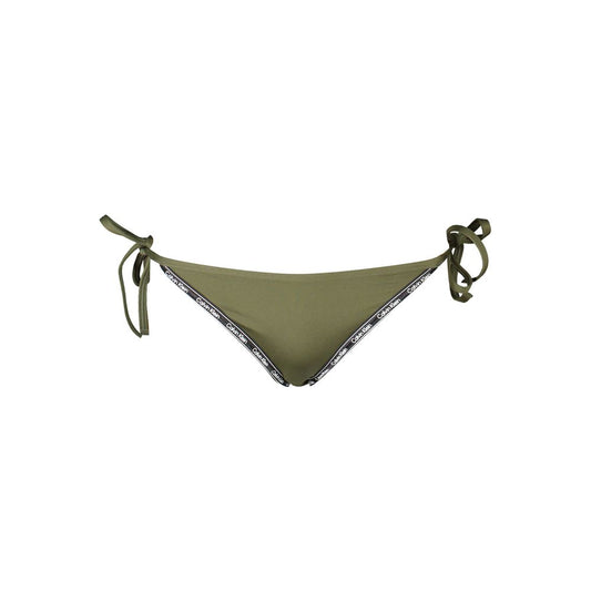 Calvin Klein Green Polyester Swimwear swim briefs with adjustable strings and logo detail, 75% recycled material, eco-friendly design