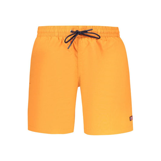 Norway 1963 Orange Polyamide Swimwear, swim boxer, elastic waistband, laces, two pockets, back pocket, logo application