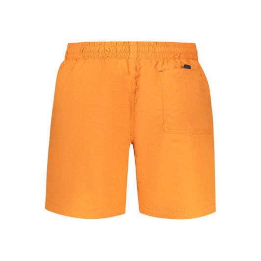 Norway 1963 Orange Polyamide Swimwear with elastic waistband, laces, two pockets, back pocket, inside slip, and contrasting details.