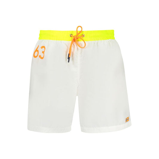 Norway 1963 White Polyamide Swimwear with elastic waist, contrast details, and logo.