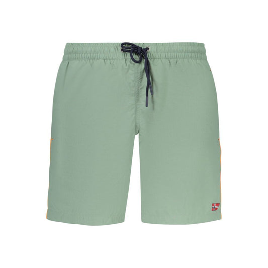 Norway 1963 Green Polyamide Swimwear with elastic waist, inside slip, and contrasting pockets.