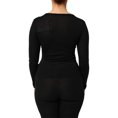 Dolce & Gabbana Black Virgin Wool Buttoned Cardigan Sweater