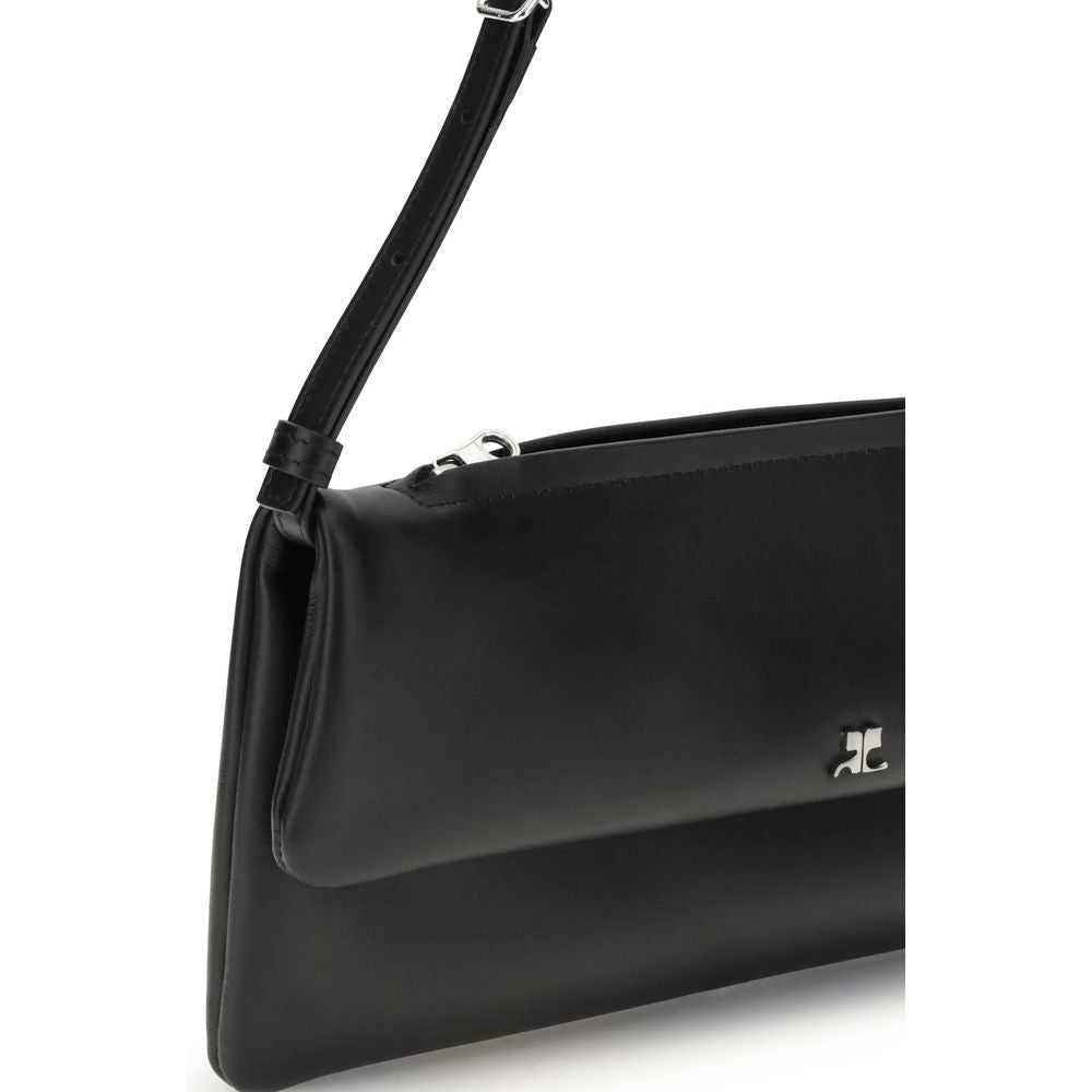 Courrèges Black Calf Leather Bos Taurus Shoulder Bag Courrèges